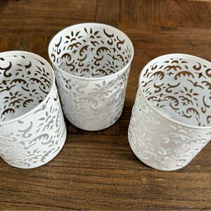 3 Elegant White Pencil cups